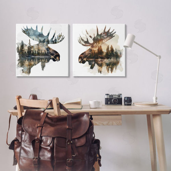 Stupell Industries LSR Design Studio | Woodland Moose Forest Silhouettes Wall Art
