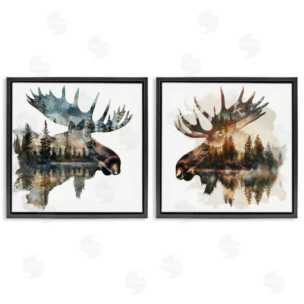 Stupell Industries LSR Design Studio | Woodland Moose Forest Silhouettes Wall Art