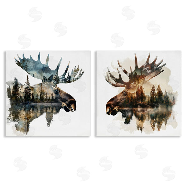 stupell industries LSR Design Studio | Woodland Moose Forest Silhouettes Wall Art