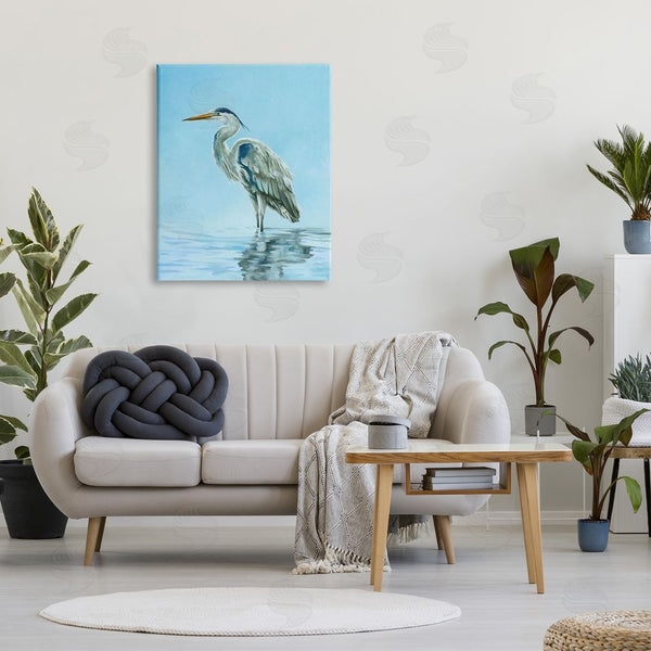 Stupell Industries Lucca Sheppard | Blue Heron Shallow Waters Aquatic Bird Painting Wall Art