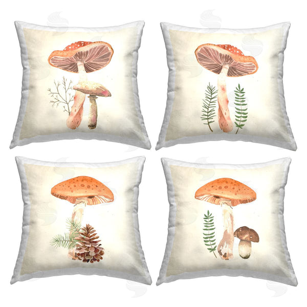 stupell industries Lucca Sheppard | Cottage Mushrooms Forest Plants Printed Throw Pillow Set