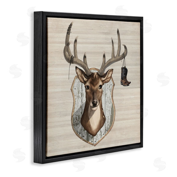 Stupell Industries Lucca Sheppard | Cowboy Boots Hanging Deer Antlers Wall Art