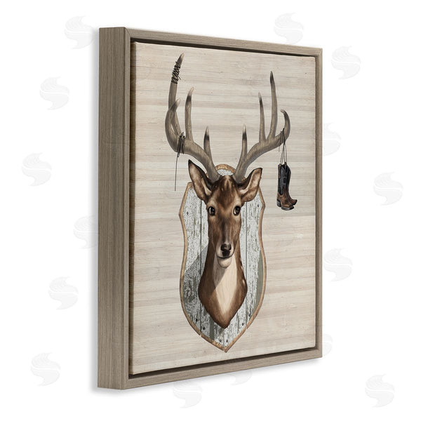 Stupell Industries Lucca Sheppard | Cowboy Boots Hanging Deer Antlers Wall Art