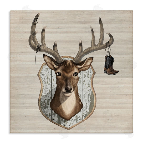 stupell industries Lucca Sheppard | Cowboy Boots Hanging Deer Antlers Wall Art
