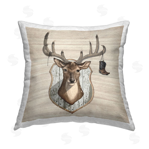Stupell Industries Lucca Sheppard | Deer Mount Cowboy Boots Printed Throw Pillow