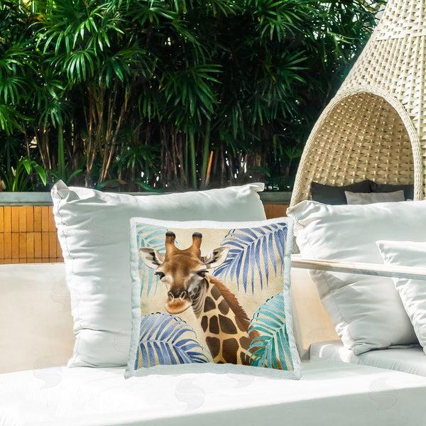 Stupell Industries Lucca Sheppard | Giraffe & Tropical Palms Printed Throw Pillow