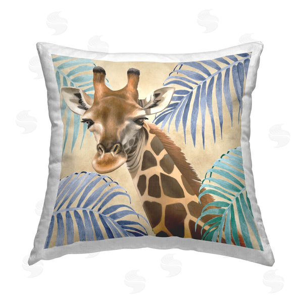 stupell industries Lucca Sheppard | Giraffe & Tropical Palms Printed Throw Pillow