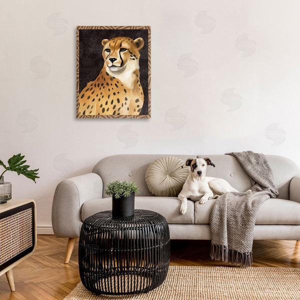 Stupell Industries Lucca Sheppard | Leopard With Geometric Border Wall Art