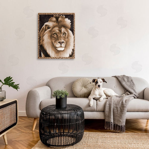 Stupell Industries Lucca Sheppard | Lion With Geometric Border Wall Art