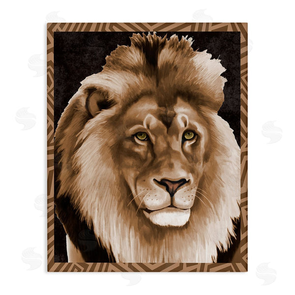 stupell industries Lucca Sheppard | Lion with Geometric Border Wall Art
