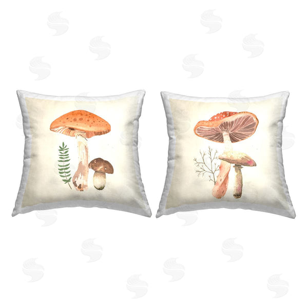 stupell industries Lucca Sheppard | Mushroom Fungi Forest Botanicals Printed Throw Pillow Set