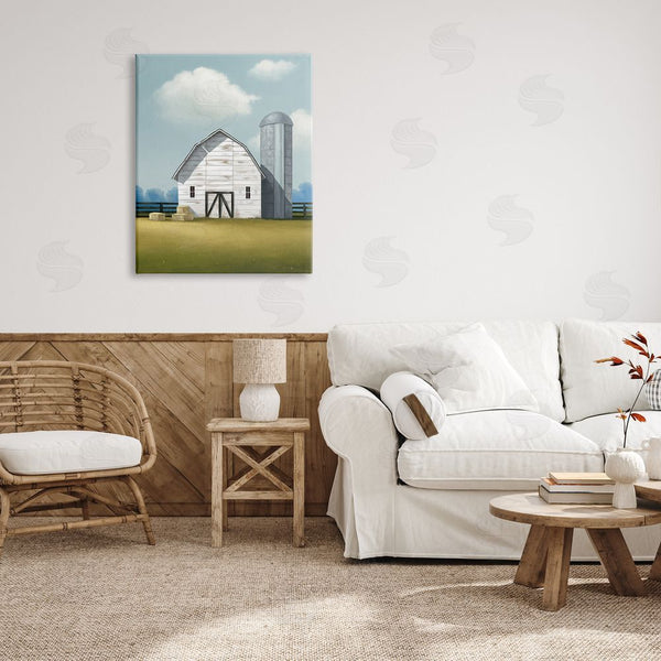 Stupell Industries Lucca Sheppard | White Barn With Hay Stacks Wall Art