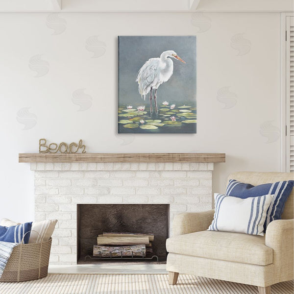 Stupell Industries Lucca Sheppard | White Heron & Pond Lilies Wall Art