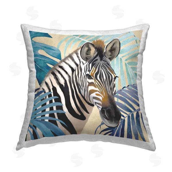 Stupell Industries Lucca Sheppard | Zebra & Tropical Leaves Printed Throw Pillow