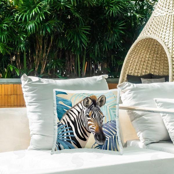 Stupell Industries Lucca Sheppard | Zebra & Tropical Leaves Printed Throw Pillow