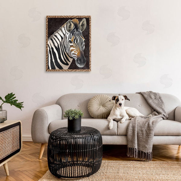 Stupell Industries Lucca Sheppard | Zebra With Geometric Border Wall Art