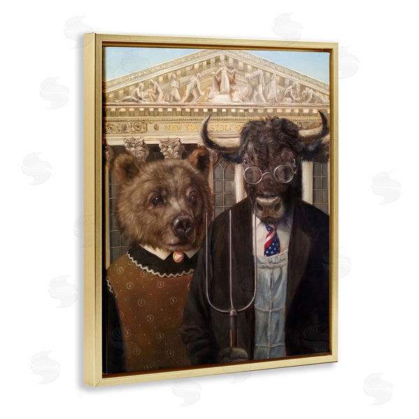 Stupell Industries Lucia Heffernan | American Gothic Stock Market Parody