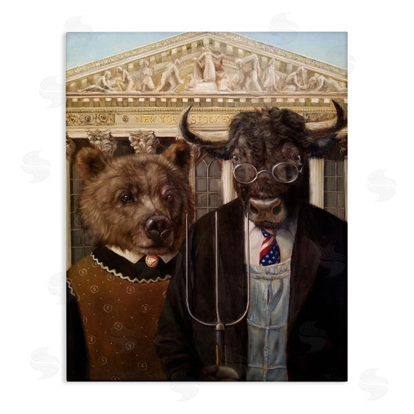 Stupell Industries Lucia Heffernan | American Gothic Stock Market Parody