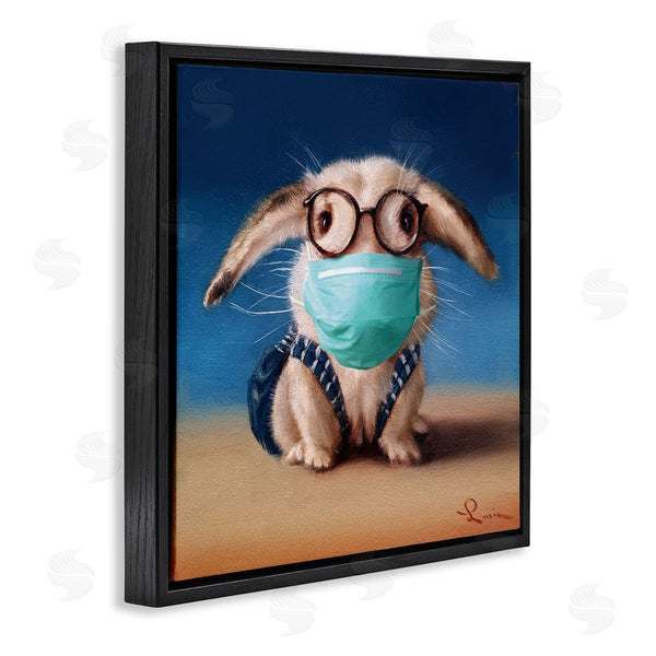 Stupell Industries Lucia Heffernan | Baby Bunny With Glasses Modern Blue Face Mask Wall Art