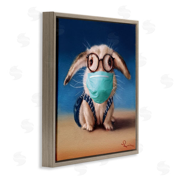 Stupell Industries Lucia Heffernan | Baby Bunny With Glasses Modern Blue Face Mask Wall Art