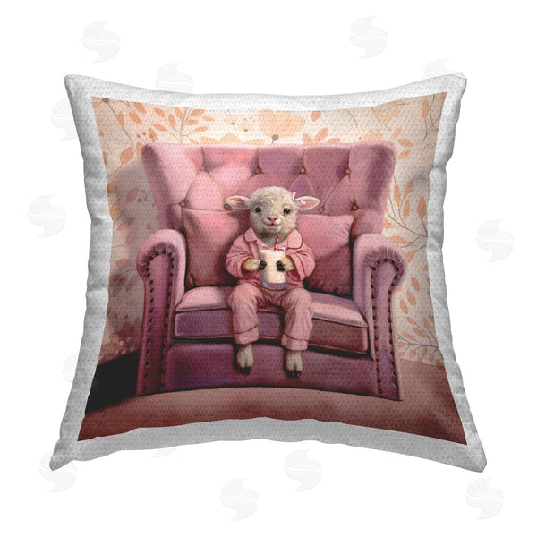 Stupell Industries Lucia Heffernan | Baby Cow In Pink Chair Printed Throw Pillow