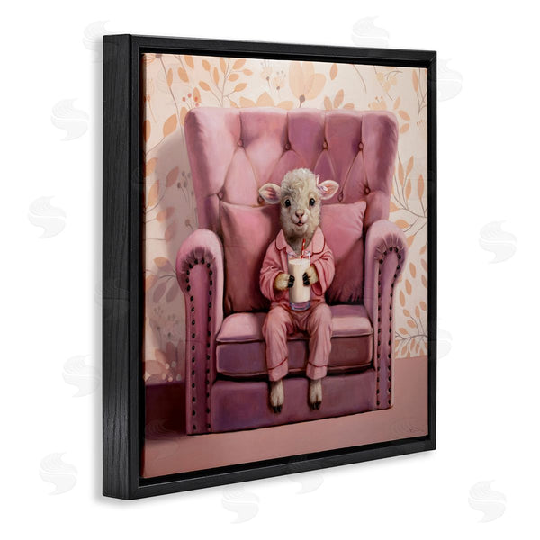 Stupell Industries Lucia Heffernan | Baby Cow In Pink Chair Wall Art