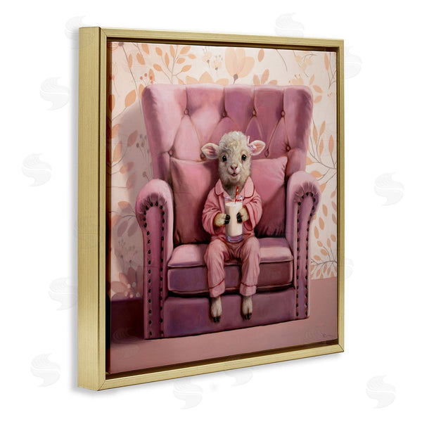Stupell Industries Lucia Heffernan | Baby Cow In Pink Chair Wall Art