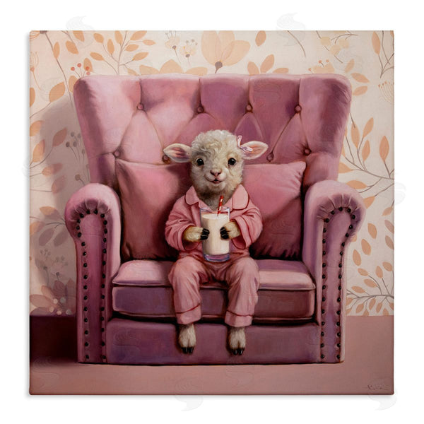 stupell industries Lucia Heffernan | Baby Cow in Pink Chair Wall Art