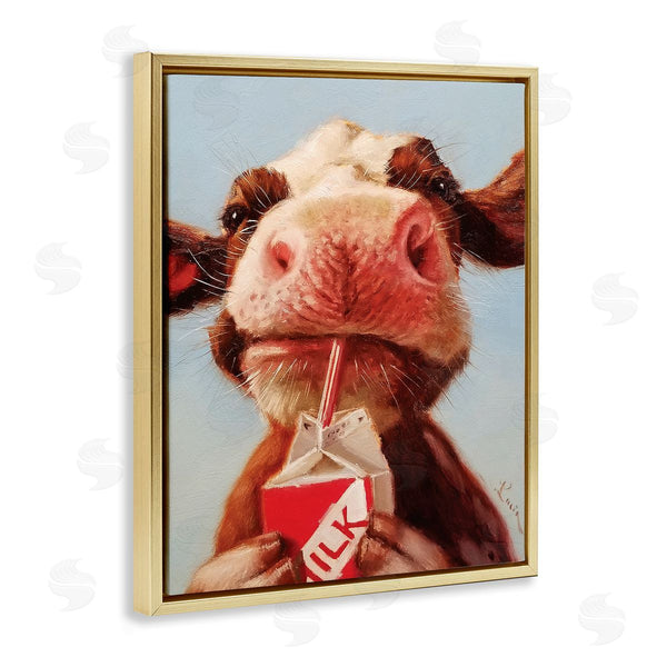 Stupell Industries Lucia Heffernan | Baby Cow Milk Box Carton Farm Portrait Wall Art