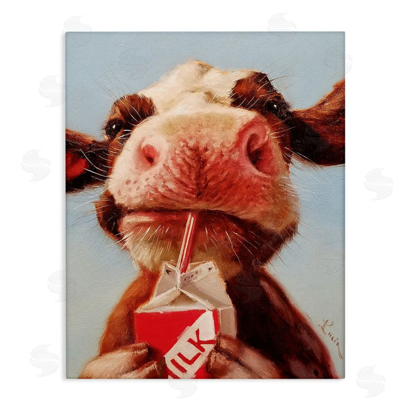 stupell industries Lucia Heffernan | Baby Cow Milk Box Carton Farm Portrait Wall Art