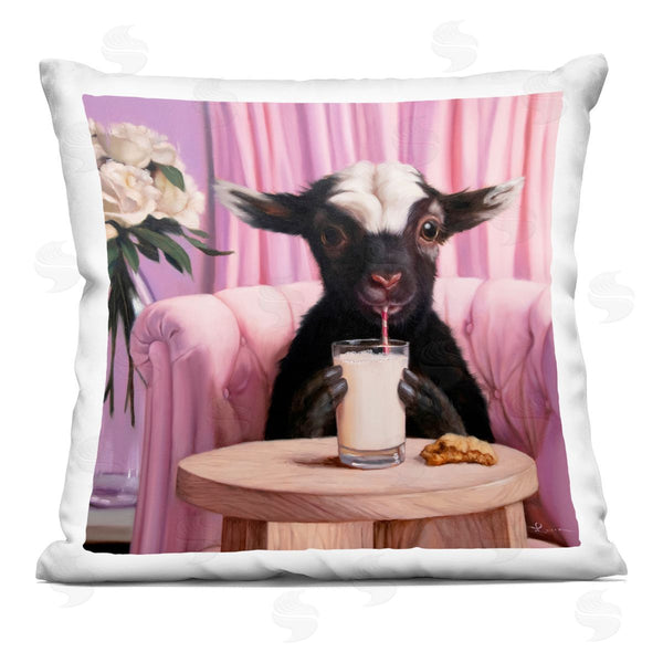stupell industries Lucia Heffernan | Baby Goat Sipping Milk Printed Throw Pillow