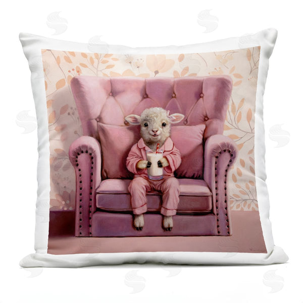 Stupell Industries Lucia Heffernan | Baby Lamb With Glass Of Milk Printed Throw Pillow