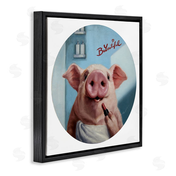 Stupell Industries Lucia Heffernan | Be-You-Tiful Pink Pig In Towel Lipstick Big Snout Wall Art