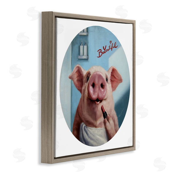Stupell Industries Lucia Heffernan | Be-You-Tiful Pink Pig In Towel Lipstick Big Snout Wall Art