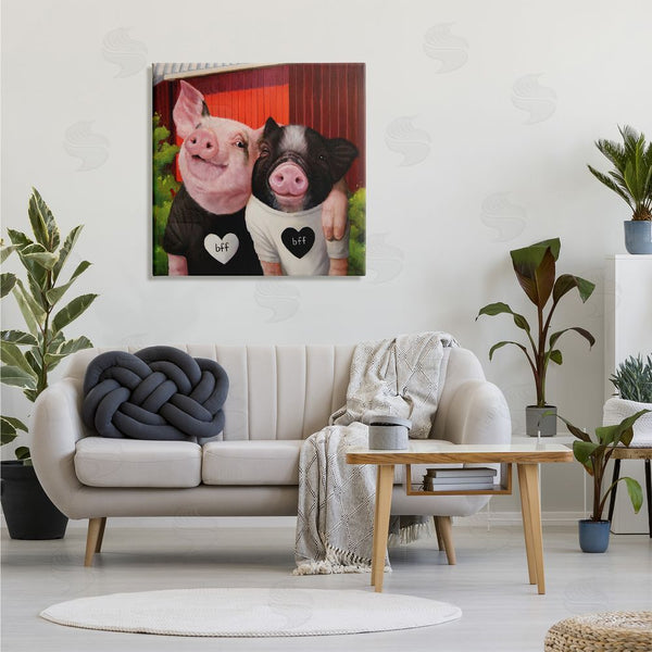 Stupell Industries Lucia Heffernan | Best Friends Forever Farm Pigs Happy Fun Animals Wall Art