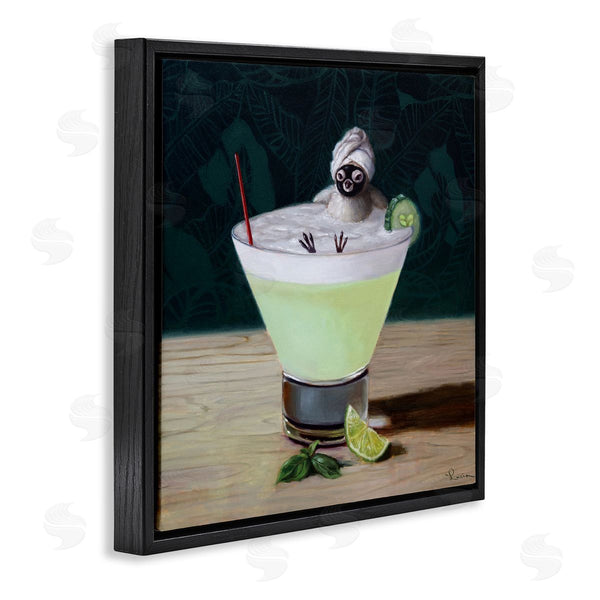 Stupell Industries Lucia Heffernan | Bird Bathing In Cucumber Martini Funny Animal Wall Art