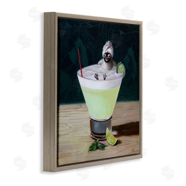 Stupell Industries Lucia Heffernan | Bird Bathing In Cucumber Martini Funny Animal Wall Art
