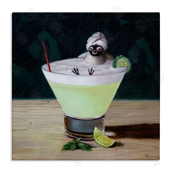 stupell industries Lucia Heffernan | Bird Bathing in Cucumber Martini Funny Animal Wall Art