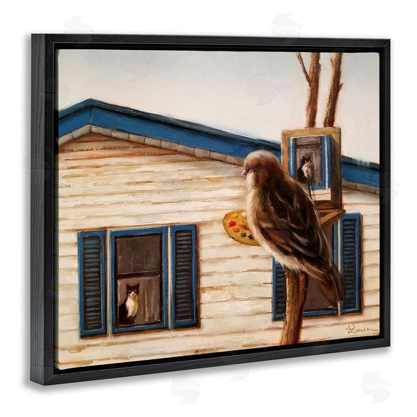 Stupell Industries Lucia Heffernan | Bird Paints Indoor Cat Portrait