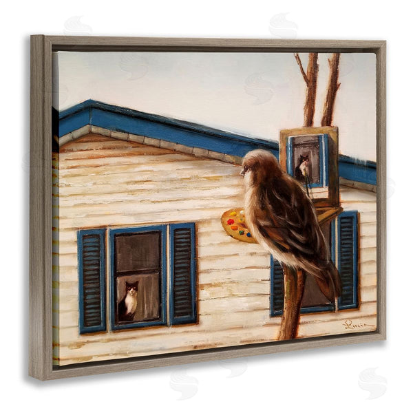 Stupell Industries Lucia Heffernan | Bird Paints Indoor Cat Portrait