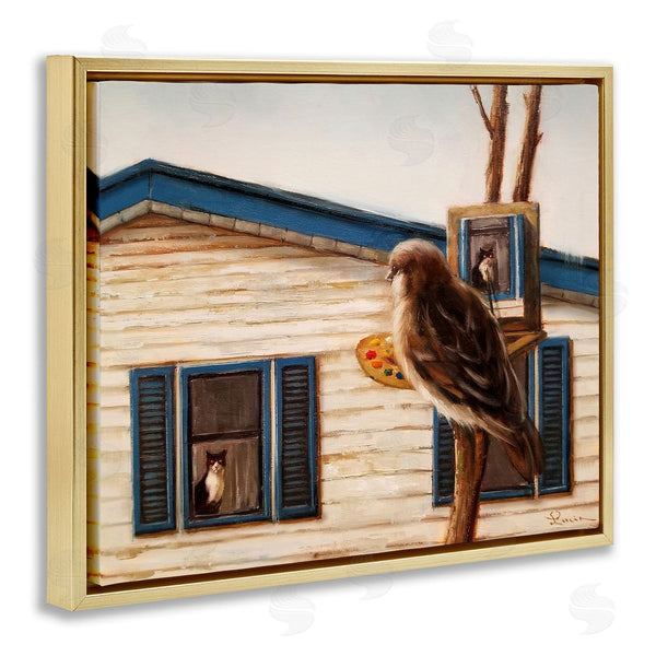 Stupell Industries Lucia Heffernan | Bird Paints Indoor Cat Portrait