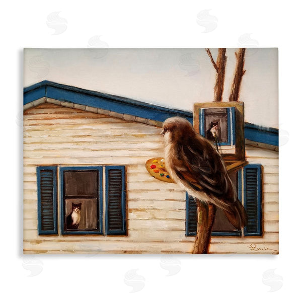 stupell industries Lucia Heffernan | Bird Paints Indoor Cat Portrait