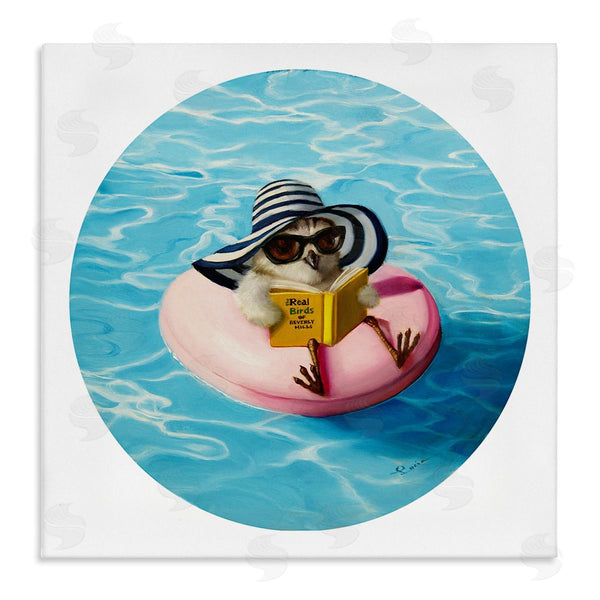 stupell industries Lucia Heffernan | Bird Reading Book Pool Float Beverly Hills Sun Hat Wall Art