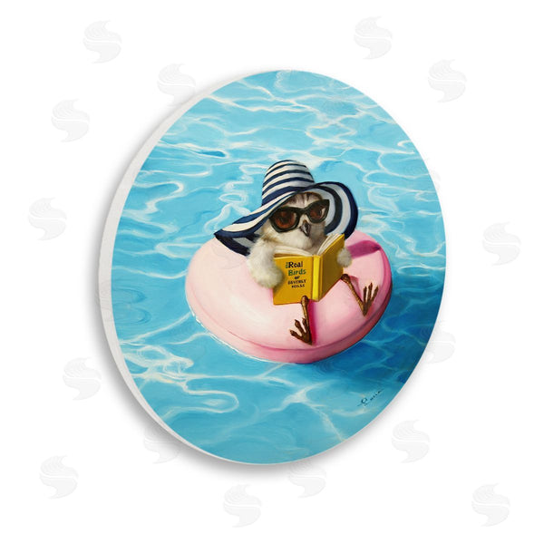 stupell industries Lucia Heffernan | Bird Reading Book Pool Float Beverly Hills Sun Hat Wall Art