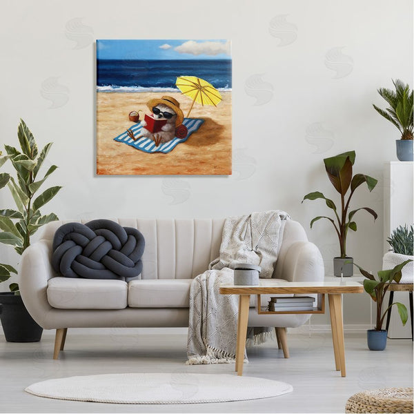 Stupell Industries Lucia Heffernan | Bird Sunbathing Reading Beach Wall Art