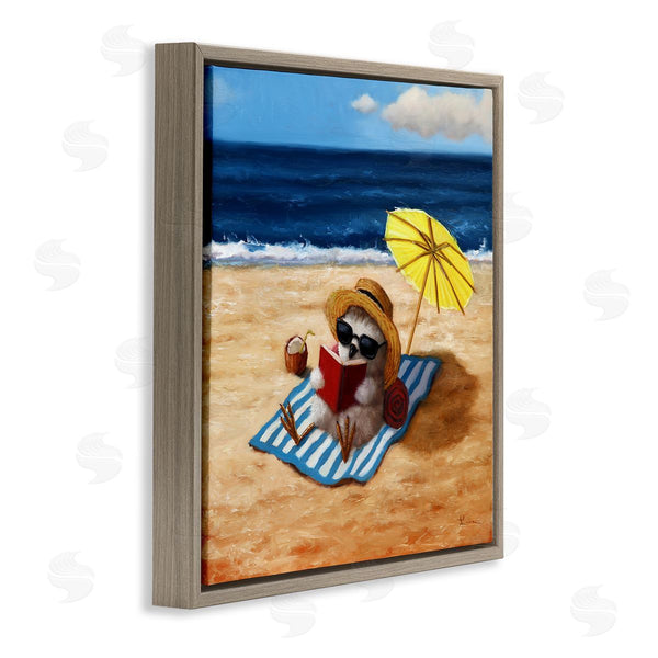 Stupell Industries Lucia Heffernan | Bird Sunbathing Reading Beach Wall Art
