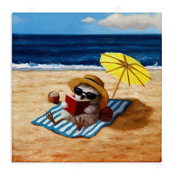 stupell industries Lucia Heffernan | Bird Sunbathing Reading Beach Wall Art