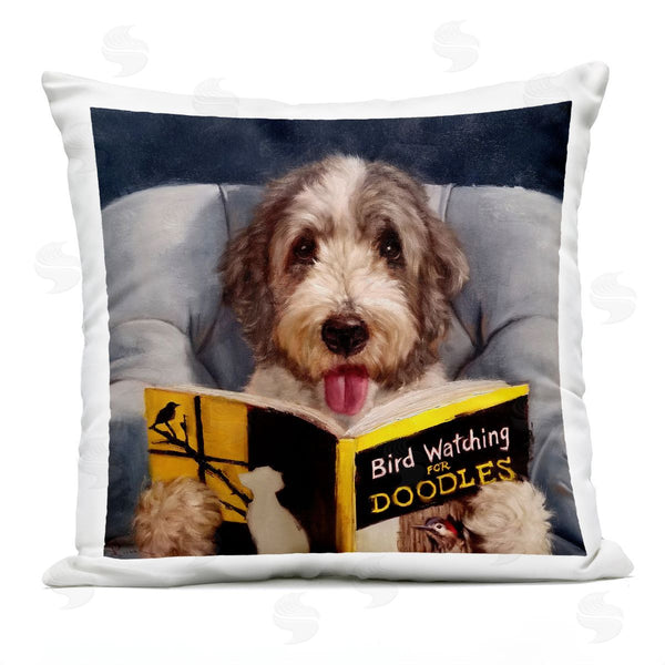 Stupell Industries Lucia Heffernan | Bird Watching Doodle Funny Pet Dog Portrait Printed Throw Pillow