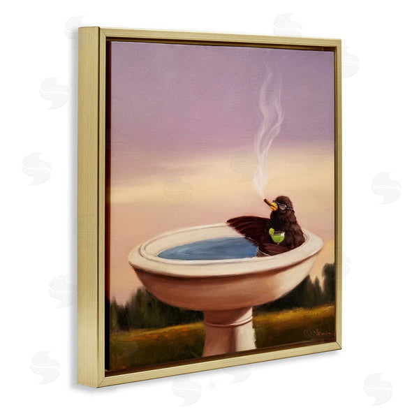 Stupell Industries Lucia Heffernan | Birdbath With Cocktail Humor Wall Art