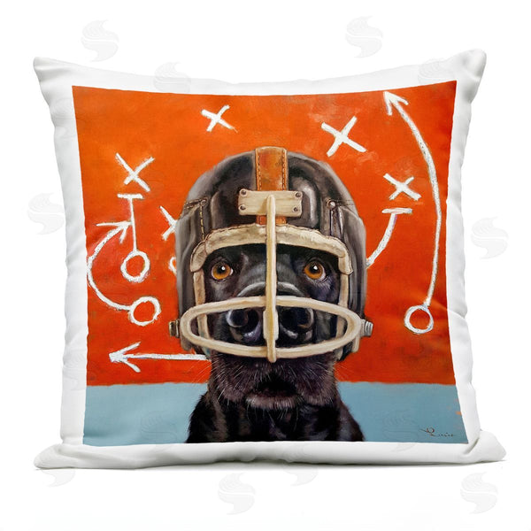 Stupell Industries Lucia Heffernan | Black Dog Football Helmet Red Sports Plays Printed Throw Pillow